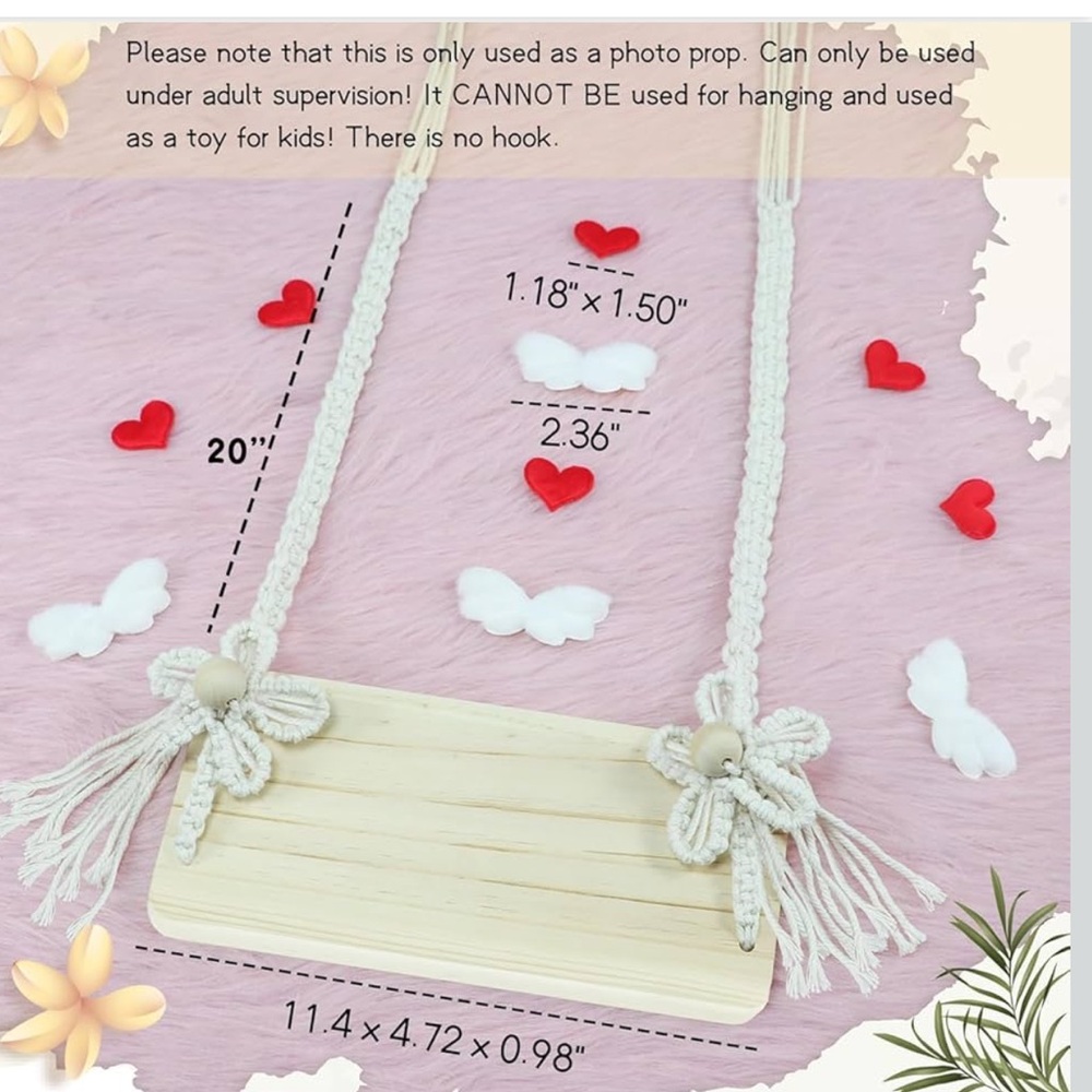 Decorative Wooden Swing with Rope Accents